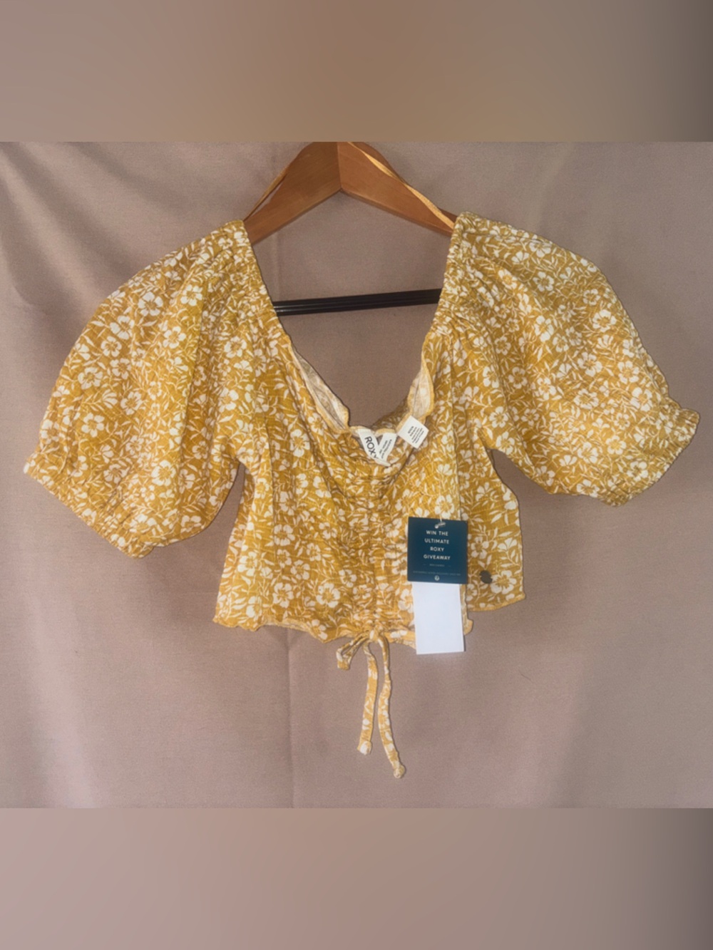 Roxy Mustard Yellow Floral Crop Top